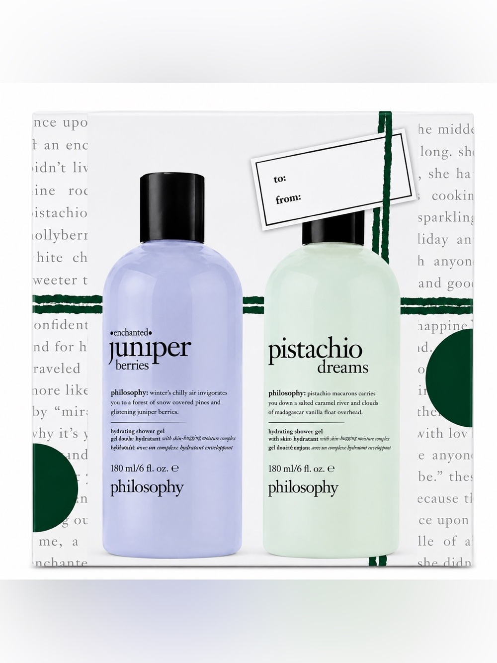 Philosophy Shower Gel Duo Juniper Berries & Pistachio Dreams 6 oz each NEW